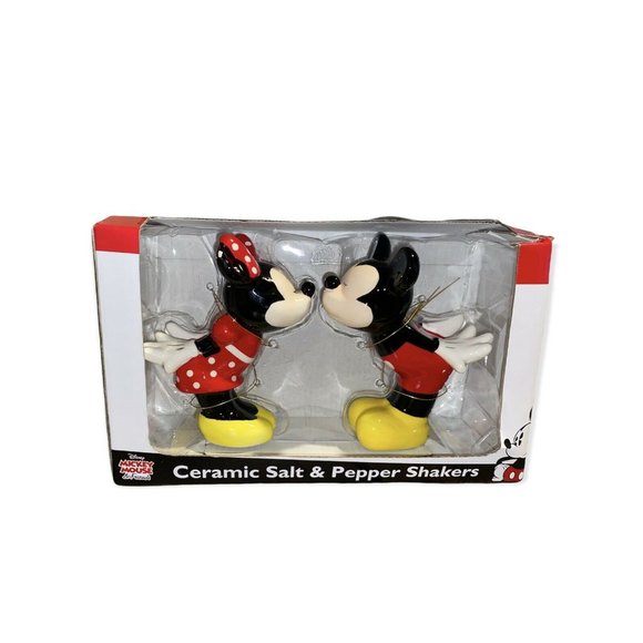 Disney Other - Disney Kissing Mickey Minnie Mouse Ceramic Salt & Pepper Shakers NEW Valentine's